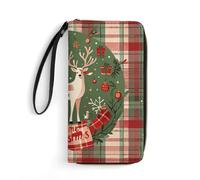 DWTJKMS Vintage Woodgrain Christmas Wildlife Long Wallet Slim PU Leather Wallets for Men Women Minimalist Wallet with Card Slots, white, 19.7x10.5cm
