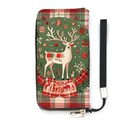 DWTJKMS Vintage Woodgrain Christmas Wildlife Long Wallet Slim PU Leather Wallets for Men Women Minimalist Wallet with Card Slots, white, 20x10.5cm