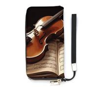 DWTJKMS Violin And Book Long Wallet Slim PU Leather Wallets for Men Women Minimalist Wallet with Card Slots, white, 20x10.5cm