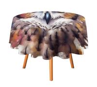 DWTJKMS Watercolor Cool Owl Head Round Tablecloth Picnic Dinner Party Decor Table Covers Summer Fall Outdoor Circle Cover 50x50in for Wedding Birthday Patio Party