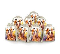 DWTJKMS Watercolor Giraffes Gift Pouches 8PCS Portable Small Drawstring Storage Bags Pouches Reusable Cotton Linen Bunches Pocket For Wedding, Travel, Office, Workout (Unisex)