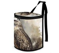 DWTJKMS Watercolor of Hawk Sitting Car Trash Can with Lid Large Capacity Hanging Auto Trash Bin Leak-Proof Waterproof Trash Bin Cars Must Haves Interior Accessories