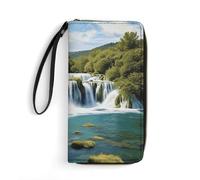 DWTJKMS Waterfalls on Krka River Long Wallet Slim PU Leather Wallets for Men Women Minimalist Wallet with Card Slots, white, 19.7x10.5cm