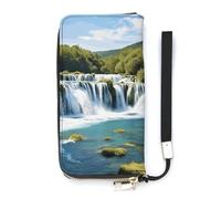 DWTJKMS Waterfalls on Krka River Long Wallet Slim PU Leather Wallets for Men Women Minimalist Wallet with Card Slots, white, 20x10.5cm