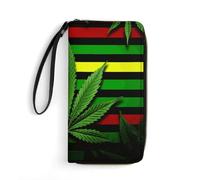 DWTJKMS Weed Striped Long Wallet Slim PU Leather Wallets for Men Women Minimalist Wallet with Card Slots, white, 19.7x10.5cm