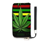 DWTJKMS Weed Striped Long Wallet Slim PU Leather Wallets for Men Women Minimalist Wallet with Card Slots, white, 20x10.5cm