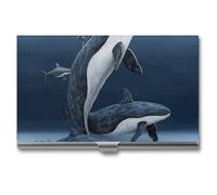 DWTJKMS Whale Family Business Card Holder Aluminum Alloy Card Case Metal Name Card Holder for Men Women Professional Credit Card ID Case for Office Business Unique Gift