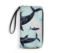 DWTJKMS Whale Long Wallet Slim PU Leather Wallets for Men Women Minimalist Wallet with Card Slots, white, 19.7x10.5cm