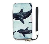 DWTJKMS Whale Long Wallet Slim PU Leather Wallets for Men Women Minimalist Wallet with Card Slots, white, 20x10.5cm