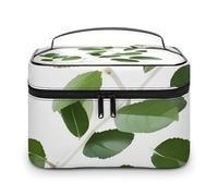 DWTJKMS White Natural Greenery Twig Makeup Bag, Cosmetic Organizer Case Large Portable Capacity Make Up Bags Women Travel Toiletry Bags with Handle And Divider