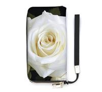 DWTJKMS White Rose Long Wallet Slim PU Leather Wallets for Men Women Minimalist Wallet with Card Slots, white, 20x10.5cm