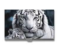 DWTJKMS White Tiger Business Card Holder Aluminum Alloy Card Case Metal Name Card Holder for Men Women Professional Credit Card ID Case for Office Business Unique Gift