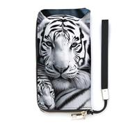 DWTJKMS White Tiger Long Wallet Slim PU Leather Wallets for Men Women Minimalist Wallet with Card Slots, white, 20x10.5cm