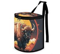 DWTJKMS Wild American Bison Mountains Car Trash Can with Lid Large Capacity Hanging Auto Trash Bin Leak-Proof Waterproof Trash Bin Cars Must Haves Interior Accessories