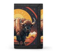 DWTJKMS Wild American Bison Mountains Wallet Minimalist Mens Slim Trifold Wallets Modern Fashion Wallets Anti-Theft Wallet Holds Cards And Cash