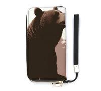 DWTJKMS Wild Bear Long Wallet Slim PU Leather Wallets for Men Women Minimalist Wallet with Card Slots, white, 20x10.5cm