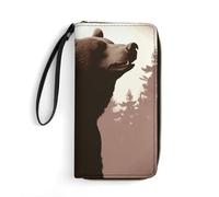 DWTJKMS Wild Bear Long Wallet Slim PU Leather Wallets for Men Women Minimalist Wallet with Card Slots, white, 19.7x10.5cm