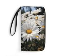 DWTJKMS Wild White Daisies Long Wallet Slim PU Leather Wallets for Men Women Minimalist Wallet with Card Slots, white, 19.7x10.5cm