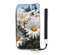 DWTJKMS Wild White Daisies Long Wallet Slim PU Leather Wallets for Men Women Minimalist Wallet with Card Slots, white, 20x10.5cm