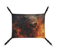 DWTJKMS Wild Wolf in The Fire Cat Hammock Soft Sleeping Hammocks Adjustable Pet Hammock All Season Use for Cats, Ferret, Puppy, Rabbits, Small Animals (Classical)