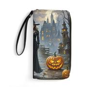 DWTJKMS Witches Long Wallet Slim PU Leather Wallets for Men Women Minimalist Wallet with Card Slots, white, 19.7x10.5cm