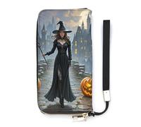 DWTJKMS Witches Long Wallet Slim PU Leather Wallets for Men Women Minimalist Wallet with Card Slots, white, 20x10.5cm