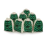 DWTJKMS With Emerald Green Gift Pouches 8PCS Portable Small Drawstring Storage Bags Pouches Reusable Cotton Linen Bunches Pocket For Wedding, Travel, Office, Workout (Unisex)