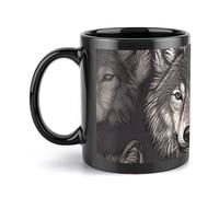DWTJKMS Wolf Head Pattern Coffee Mugs Large Ceramic Mug with Handle Porcelain Novelty Mug Print Pattern Tea Cup Cute Milk Cup Funny Coffee Cups for Men Women Dishwasher Safe