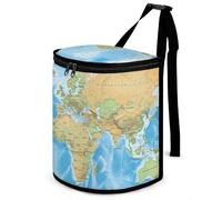 DWTJKMS World Map Car Trash Can with Lid Large Capacity Hanging Auto Trash Bin Leak-Proof Waterproof Trash Bin Cars Must Haves Interior Accessories