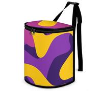 DWTJKMS Yellow and Purple Pattern Car Trash Can with Lid Large Capacity Hanging Auto Trash Bin Leak-Proof Waterproof Trash Bin Cars Must Haves Interior Accessories