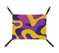 DWTJKMS Yellow and Purple Pattern Cat Hammock Soft Sleeping Hammocks Adjustable Pet Hammock All Season Use for Cats, Ferret, Puppy, Rabbits, Small Animals (Classical)
