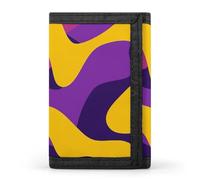 DWTJKMS Yellow And Purple Pattern Wallet Minimalist Mens Slim Trifold Wallets Modern Fashion Wallets Anti-Theft Wallet Holds Cards And Cash