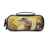 DWTJKMS Yellow And White Python Leather Makeup Bag Portable Small Cosmetic Organizer Waterproof Toiletry Bags Brushes Pencils And Travel Make Up Accessories