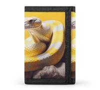 DWTJKMS Yellow And White Python Wallet Minimalist Mens Slim Trifold Wallets Modern Fashion Wallets Anti-Theft Wallet Holds Cards And Cash