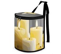 DWTJKMS Yellow Butterfly with White Candles Car Trash Can with Lid Large Capacity Hanging Auto Trash Bin Leak-Proof Waterproof Trash Bin Cars Must Haves Interior Accessories
