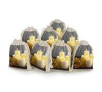 DWTJKMS Yellow Butterfly with White Candles Gift Pouches 8PCS Portable Small Drawstring Storage Bags Pouches Reusable Cotton Linen Bunches Pocket For Wedding, Travel, Office, Workout (Unisex)