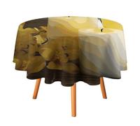 DWTJKMS Yellow Butterfly with White Candles Round Tablecloth, Picnic Dinner Party Decor Table Covers Summer Fall Outdoor Circle Cover 60x60in for Wedding Birthday Patio Party