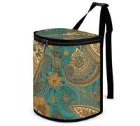 DWTJKMS Yellow Paisley Pattern Car Trash Can with Lid Large Capacity Hanging Auto Trash Bin Leak-Proof Waterproof Trash Bin Cars Must Haves Interior Accessories