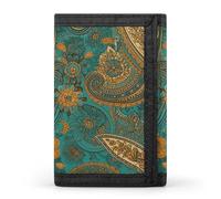 DWTJKMS Yellow Paisley Pattern Wallet Minimalist Mens Slim Trifold Wallets Modern Fashion Wallets Anti-Theft Wallet Holds Cards And Cash