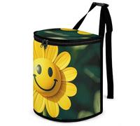 DWTJKMS Yellow Smiley Flower Car Trash Can with Lid Large Capacity Hanging Auto Trash Bin Leak-Proof Waterproof Trash Bin Cars Must Haves Interior Accessories