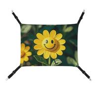 DWTJKMS Yellow Smiley Flower Cat Hammock Soft Sleeping Hammocks Adjustable Pet Hammock All Season Use for Cats, Ferret, Puppy, Rabbits, Small Animals (Classical)