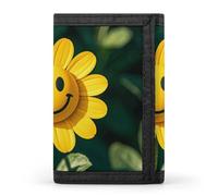 DWTJKMS Yellow Smiley Flower Wallet Minimalist Mens Slim Trifold Wallets Modern Fashion Wallets Anti-Theft Wallet Holds Cards And Cash