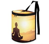 DWTJKMS Yoga Meditation Car Trash Can with Lid Large Capacity Hanging Auto Trash Bin Leak-Proof Waterproof Trash Bin Cars Must Haves Interior Accessories