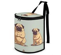 DWTJKMS Yoga Pug Car Trash Can with Lid Large Capacity Hanging Auto Trash Bin Leak-Proof Waterproof Trash Bin Cars Must Haves Interior Accessories