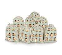 DWTJKMS Yoga Pug Gift Pouches 8PCS Portable Small Drawstring Storage Bags Pouches Reusable Cotton Linen Bunches Pocket For Wedding, Travel, Office, Workout (Unisex)