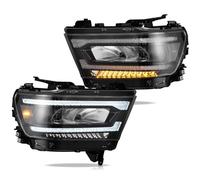 DWTNMEX Car Headlight Headlamp For Dodge For Ram 1500 5th Gen DT 2019-2024 Assembly Reflection Bowl Sequential Signal Chrome Housing 2Pcs Full LED Headlights Car Turn Light Headlamp(Clear)