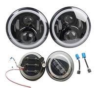 DWTNMEX Car Headlight Headlamp For Hummer H2 2003 2004 2005 2006 2007 2008 2009 LED Bumper Fog Lights Halo Front DRL Light LED Headlight Assembly 4Pcs Car Turn Light Headlamp(Black)