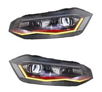 DWTNMEX Car Headlight Headlamp For Vw For POLO 6 LED Headlight 2011-2024 For TSI For GTI Version Halogen Head Lamp Auto Part Front Head Light Lamp Car Turn Light Headlamp(2019-2024,Red)