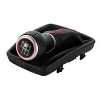 DWTNMEX Car Shift Knob for A3 S3 8P 2003-2012 5 6 Speed Car Gear Knob PU Leather Shift Lever Stick Pen Gaiter Boot Cover(6 Speed Black Red)