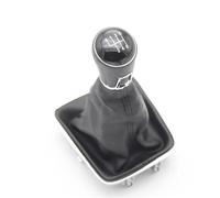 DWTNMEX Gear Knob For VW Tiguan 5N 2007-2011, 5/6 Speed, Black ABS, 12mm, R-Shape, PU Leather Boot